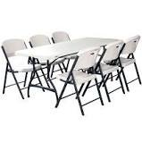 6ft. White Table & Garden Chair Package Deal